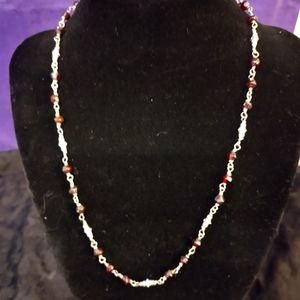 Silver and garnet necklace